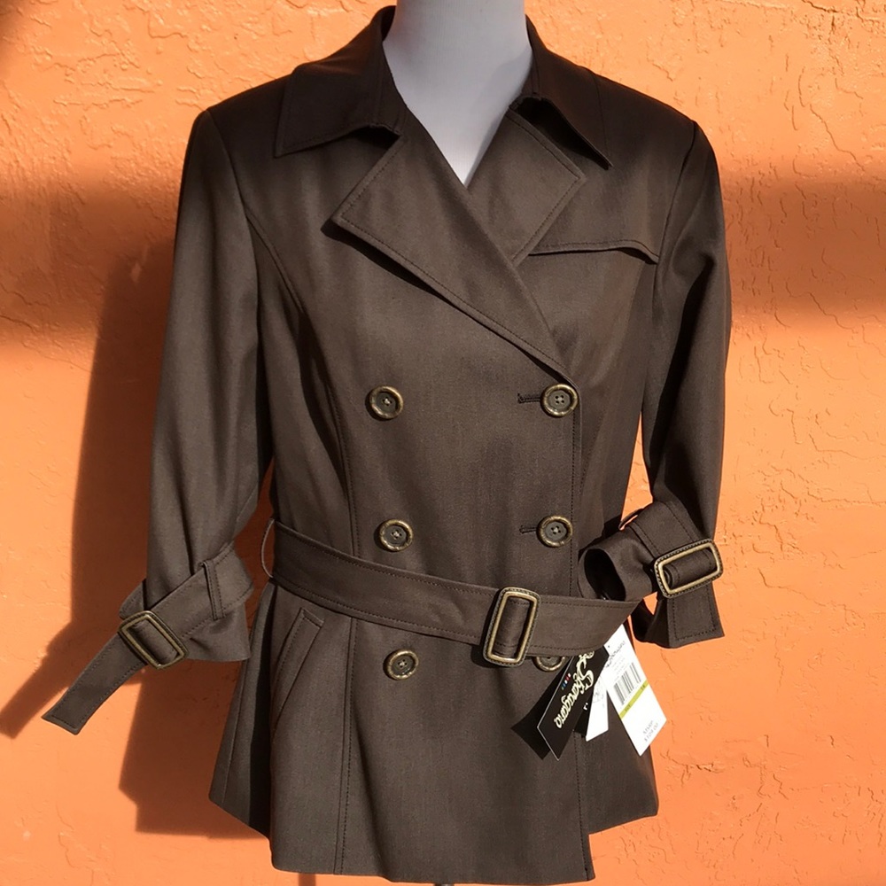 NEW trench double breasted coat with 3/4 sleeves